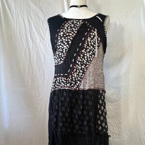 Vintage by Jack & Jinger Dress Black White Patchwork Artsy M Sleeveless